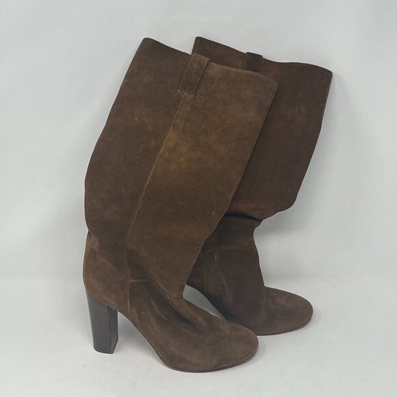 J. Crew heeled brown suede boots tall knee high 7 - Picture 1 of 15
